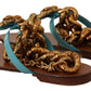 Blue Leather Devotion Flats Sandals