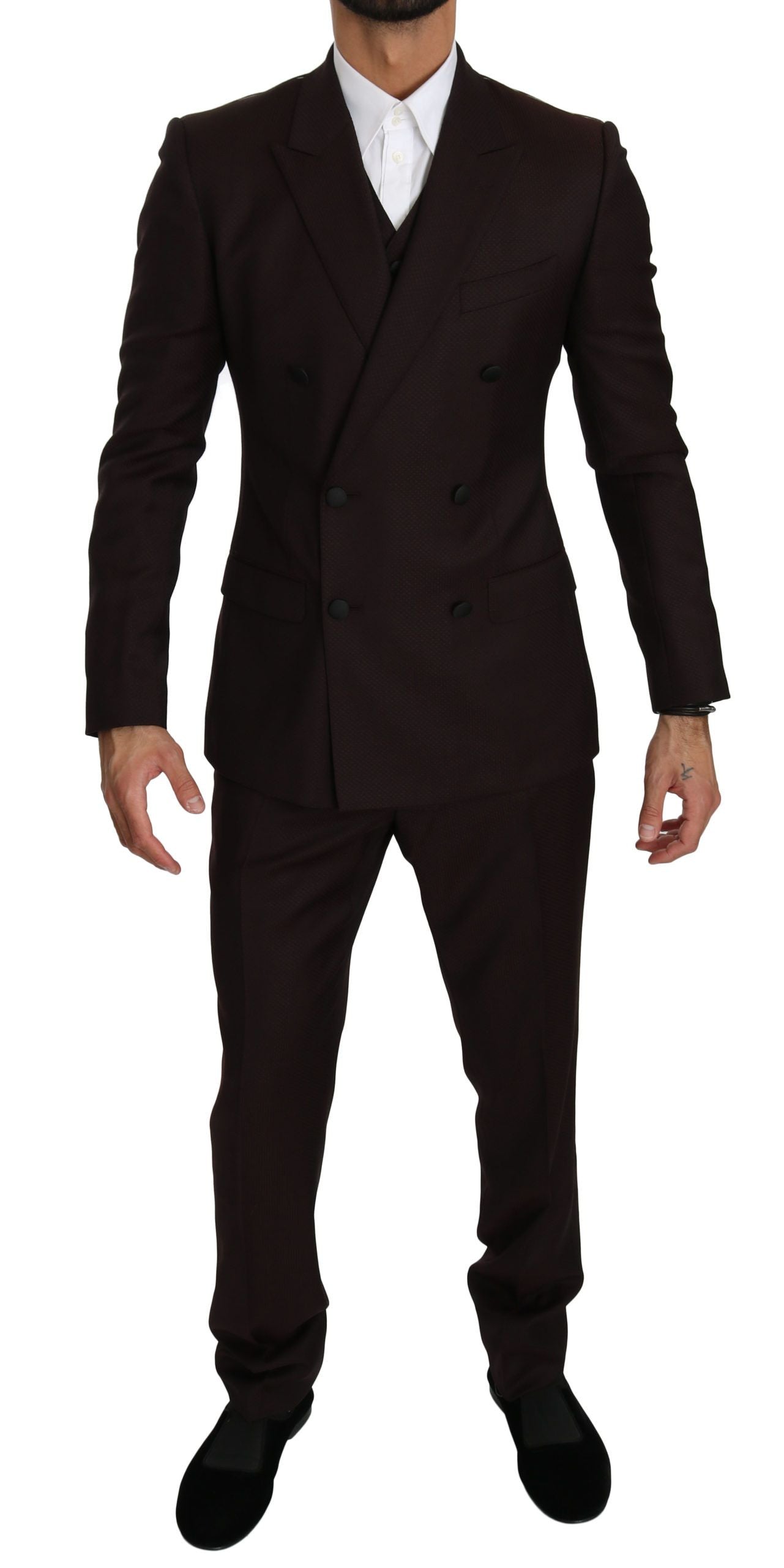 Bordeaux Baroque Slim Fit Three-Piece Suit