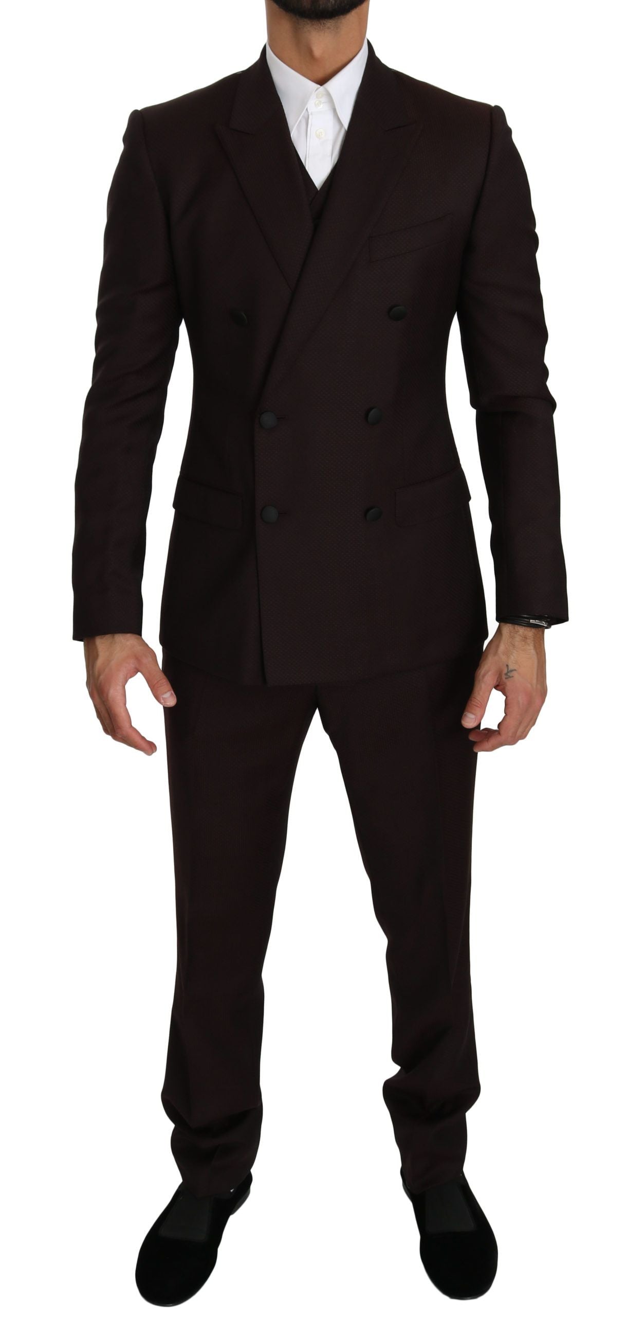 Bordeaux Baroque Slim Fit Three-Piece Suit