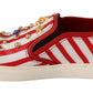 Red White Anchor Studded Loafers Shoes