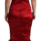 Radiant Red Satin Midi Dress with Corset Bodice