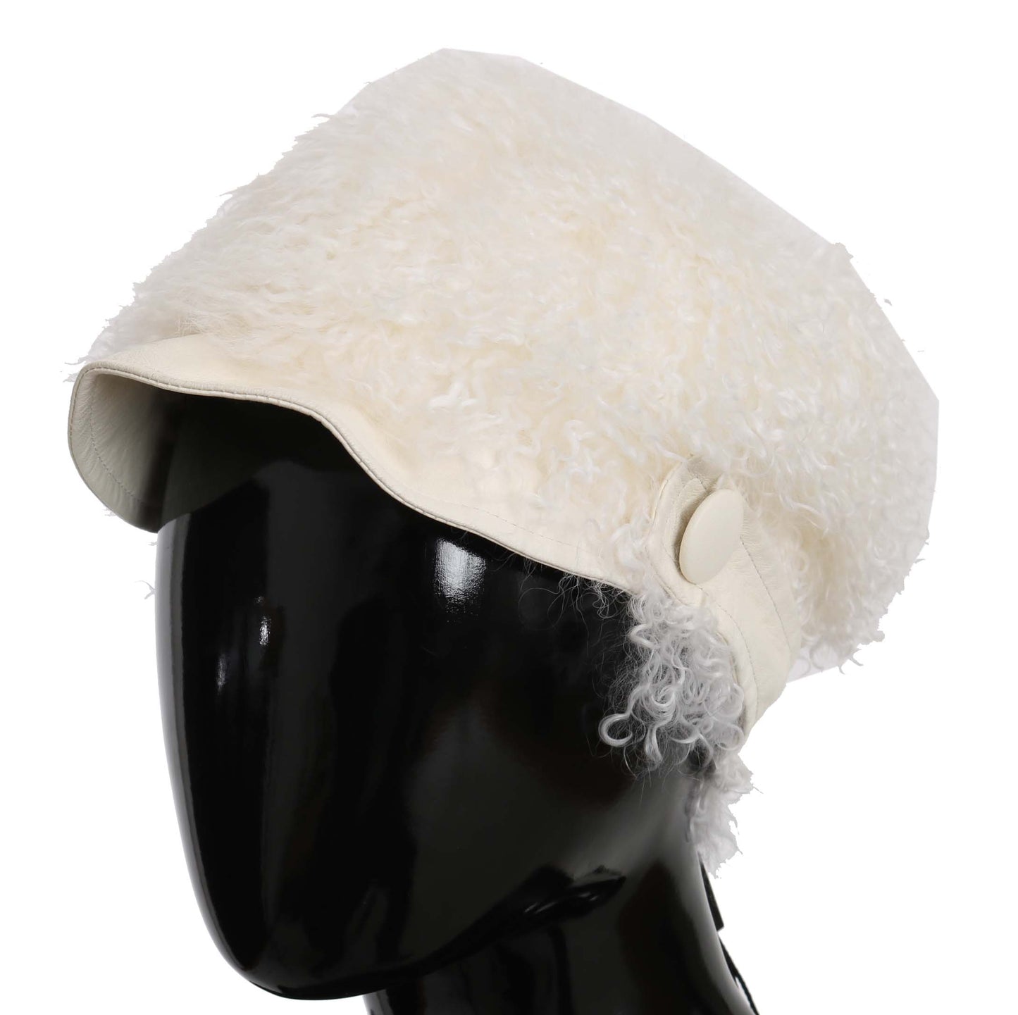 Elegant Beige Fur Gatsby Cap with Crystal Details