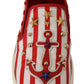 Red White Anchor Studded Loafers Shoes