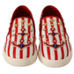 Red White Anchor Studded Loafers Shoes