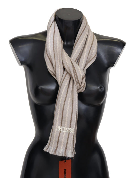 Elegant Striped Wool Scarf with Fringes