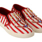 Red White Anchor Studded Loafers Shoes