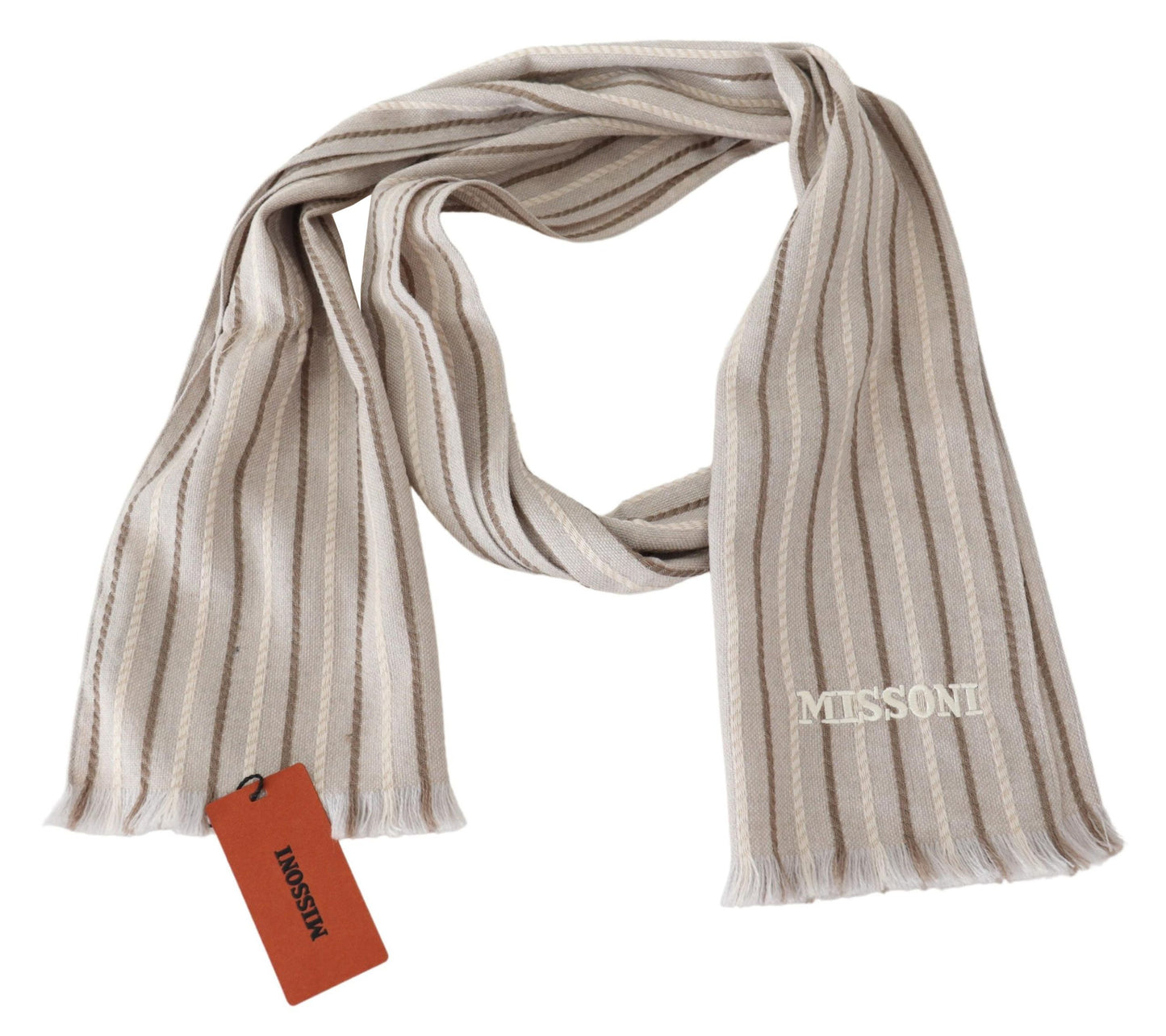 Elegant Striped Wool Scarf with Fringes