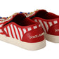 Red White Anchor Studded Loafers Shoes