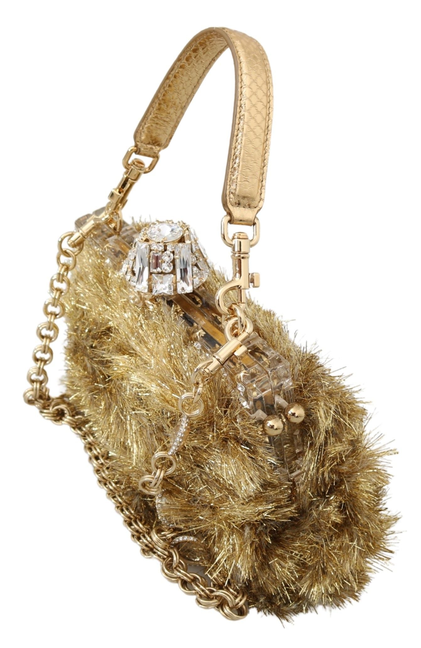 Gold Crystal-Studded Evening Bag