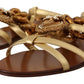 Chic Gladiator Flats with Heart and Chain Accents