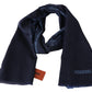 Chic Geometric Wool Scarf in Navy Blue