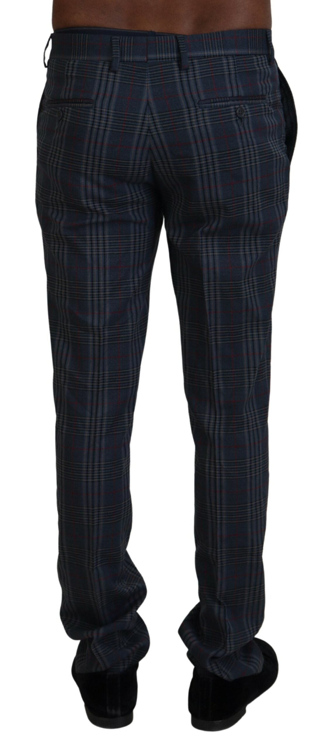 Gray Pure Wool Men Checkered Pants