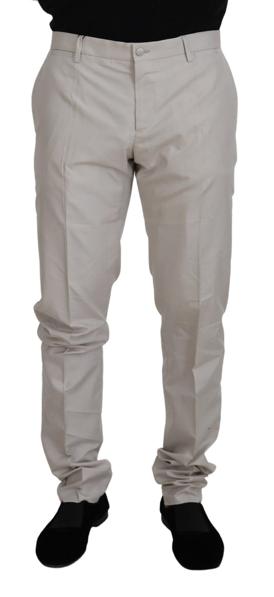 Off White Silk Mid Waist Chino Pants