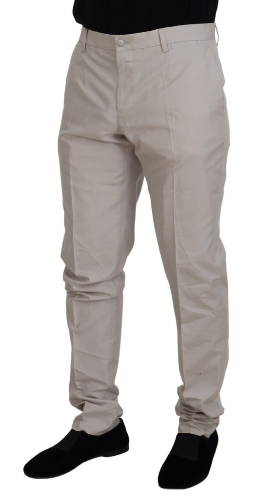 Off White Silk Mid Waist Chino Pants