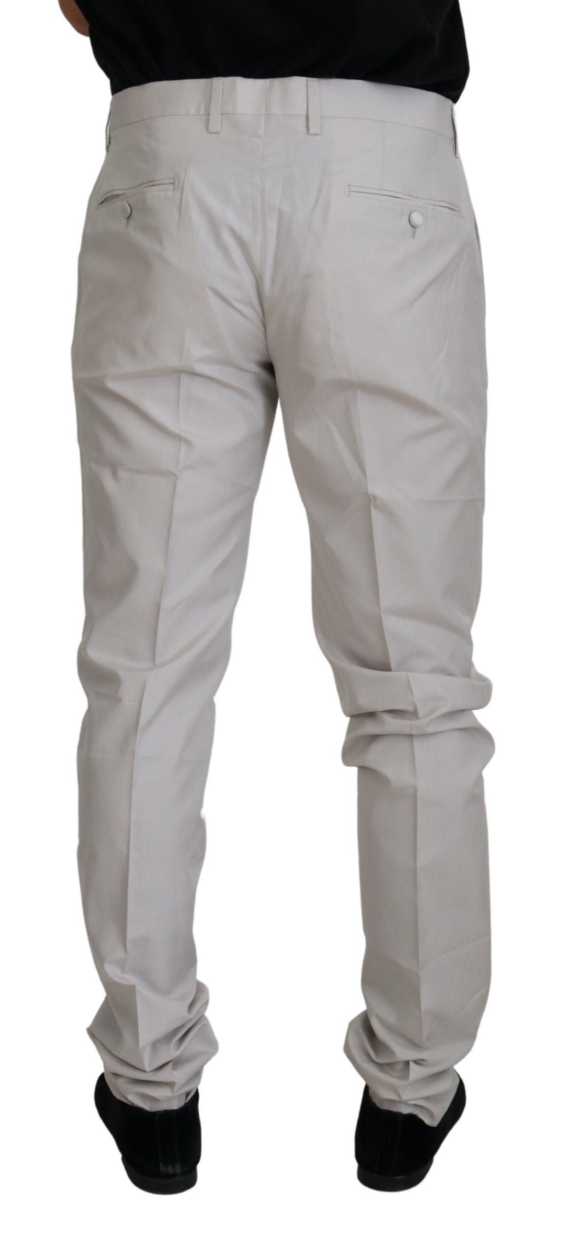 Off White Silk Mid Waist Chino Pants