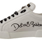 White Sequined Leather Sneakers with Studs Detail