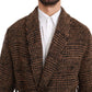 Elegant Brown Alpaca Blend Belted Cape Jacket