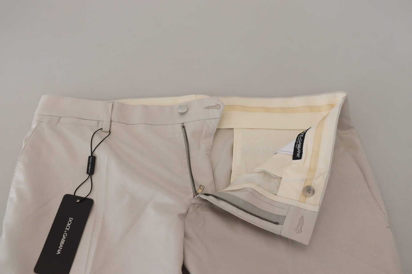 Off White Silk Mid Waist Chino Pants