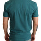 Elegant Blue Crew Neck Designer T-Shirt