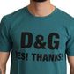 Elegant Blue Crew Neck Designer T-Shirt