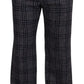 Gray Checkered Mid Waist Men Pants