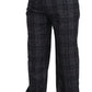 Gray Checkered Mid Waist Men Pants