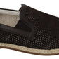 Brown Leather Perforated Men Loafers Shoes