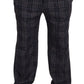 Gray Checkered Mid Waist Men Pants