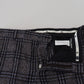Gray Checkered Mid Waist Men Pants
