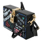 Hand-Painted Wooden Box Shoulder Bag