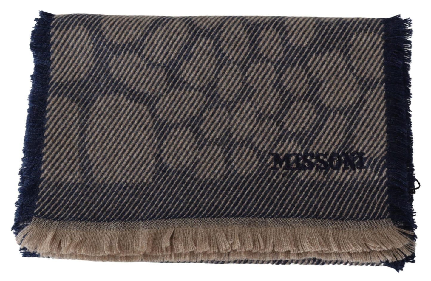 Cashmere Patterned Scarf with Logo Embroidery