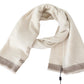 Elegant Beige Wool Scarf with Embroidered Logo