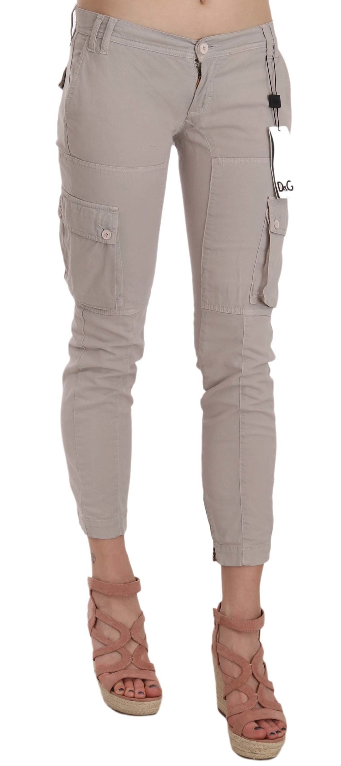 Chic Khaki Cotton Blend Trousers