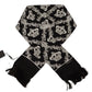 Black Silk Royal Crown Print Logo Shawl Fringe Scarf