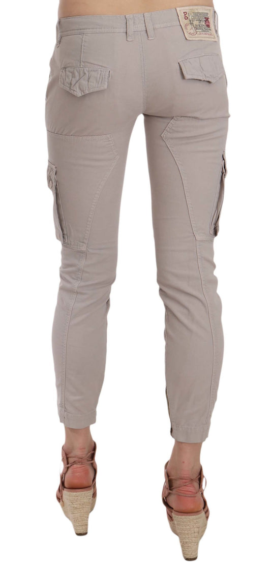 Chic Khaki Cotton Blend Trousers