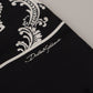 Black Silk Royal Crown Print Logo Shawl Fringe Scarf