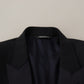 Elegant Black Three-Piece Wool Blend Suit