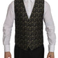 Elegant Slim Fit Black Gold Star Vest