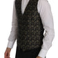 Elegant Slim Fit Black Gold Star Vest
