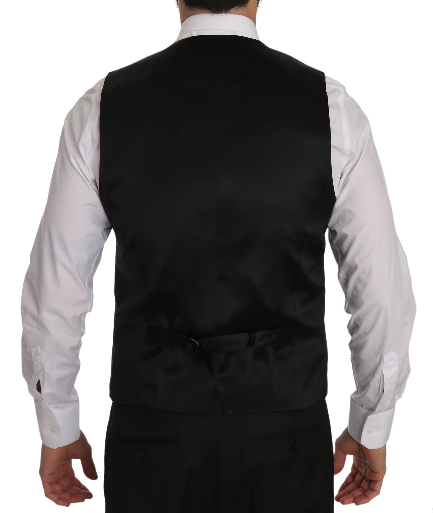 Elegant Slim Fit Black Gold Star Vest