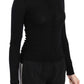 Elegant Black Wool Crew Neck Cardigan