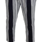 White Cotton Striped Cropped Pants
