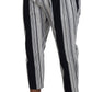 White Cotton Striped Cropped Pants