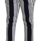 White Cotton Striped Cropped Pants