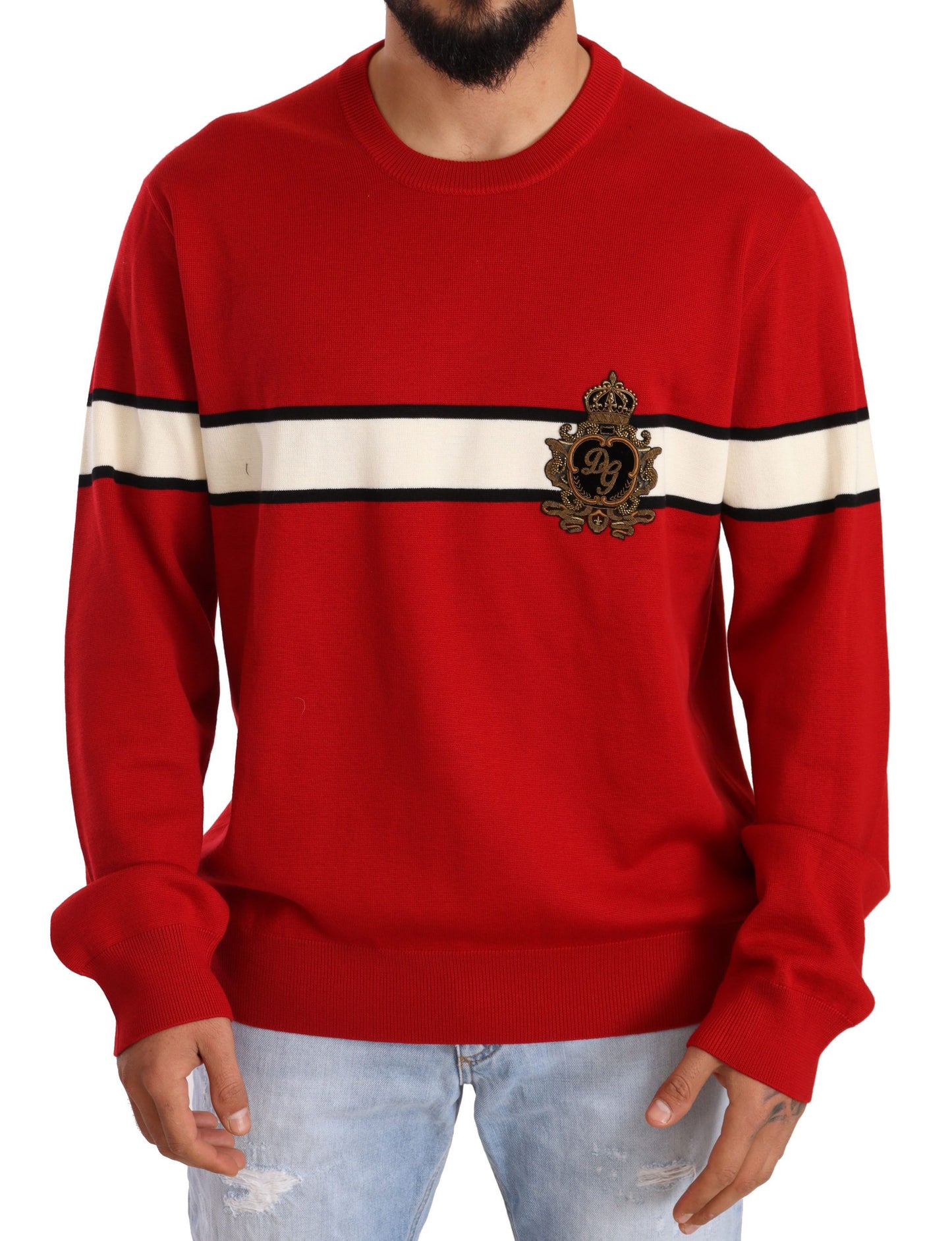 Luxurious Heraldic Motif Wool Sweater