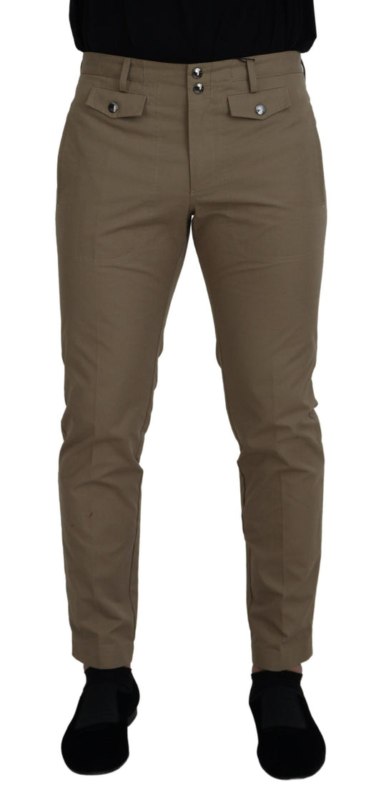 Elegant Brown Cotton Trousers