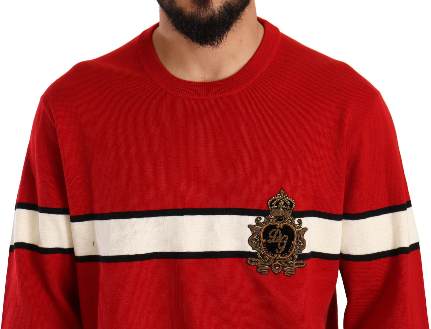 Luxurious Heraldic Motif Wool Sweater