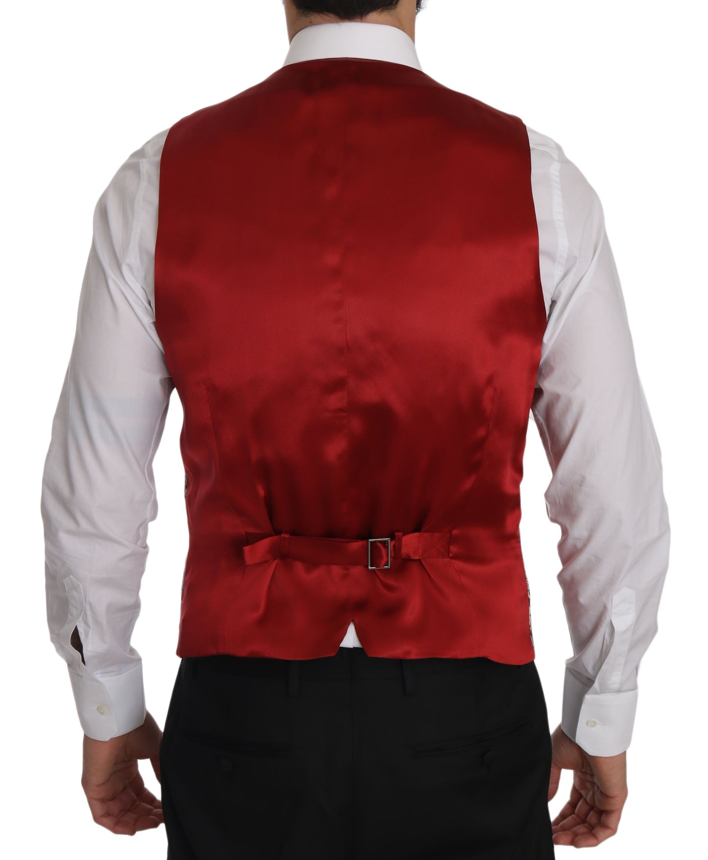 Regal Red Floral Jacquard Slim Fit Vest