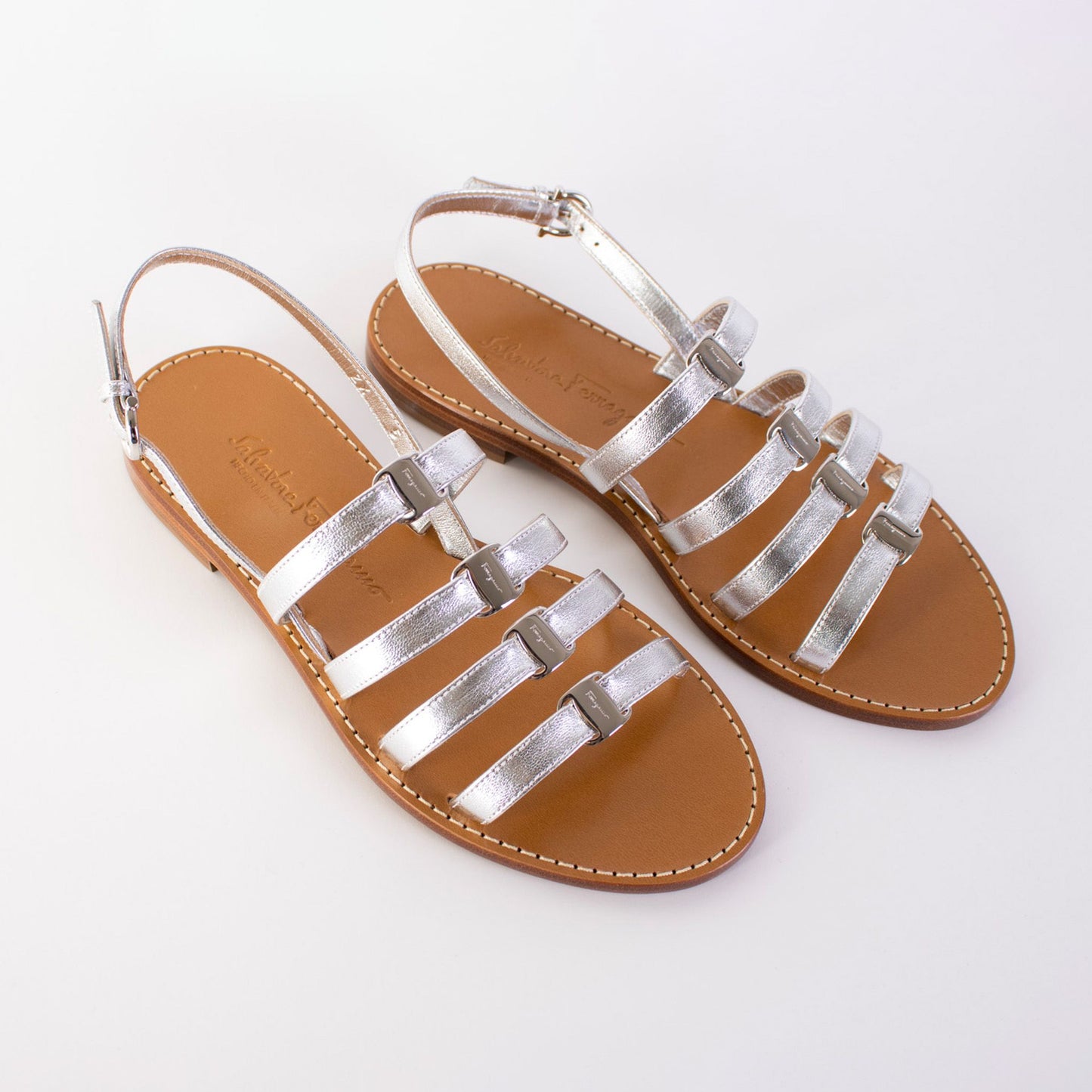 Elegant Silver Leather Sandals