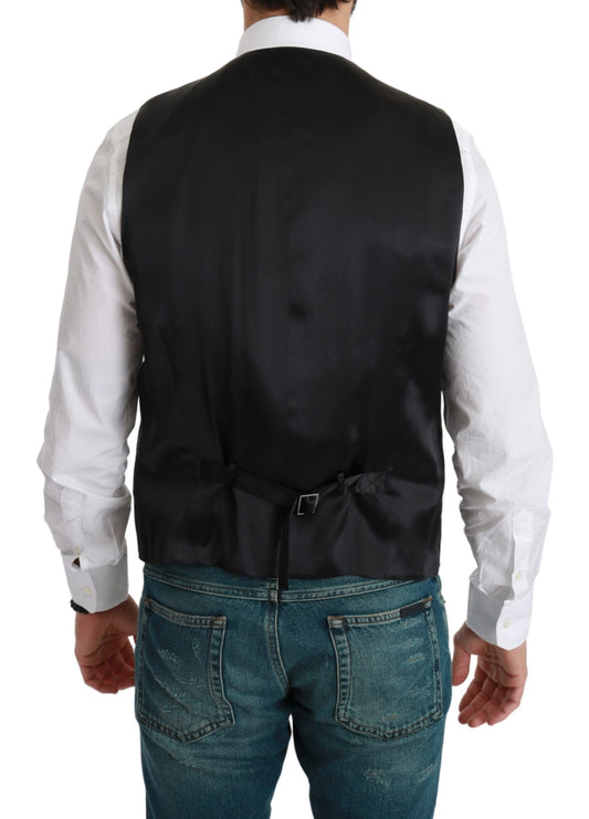 Elegant Black Wool-Blend Formal Vest